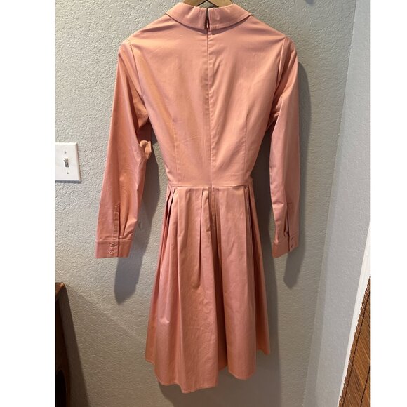 Gal Meets Glam | Elisabetta Pink Bow Wrap Retro Fit Flare 3/4 Sleeve Dress 6